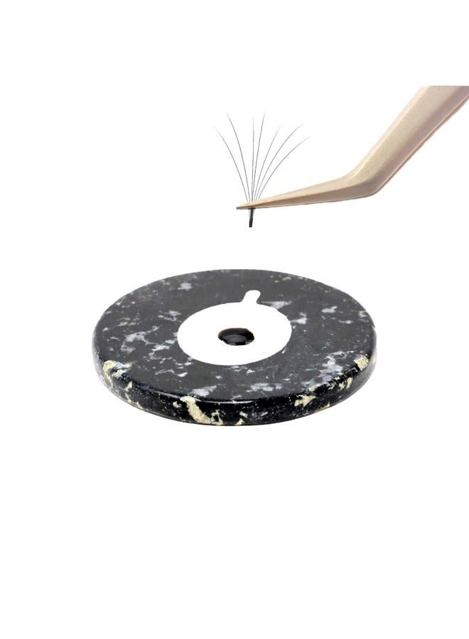 HONBAY 6PCS Round Jade Stone Fake Eye Lash Bases Stands Holders for Eyelash Extension (Black) - Image 4