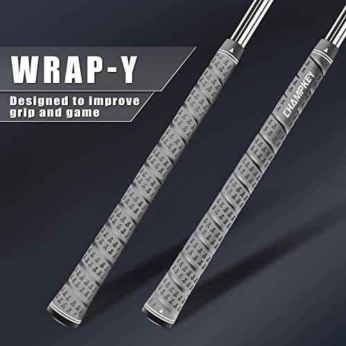 CHAMPKEY WRAP-Y Rubber Golf Grips 13 Pack Come with All Repair Kits - High Feedback and Traction Golf Club Grips(Midsize, Gray) - Image 2