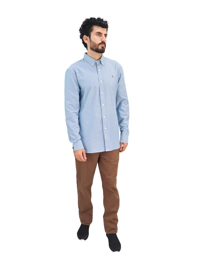 GIORDANO Men's Lion Oxford Shirt - Blue