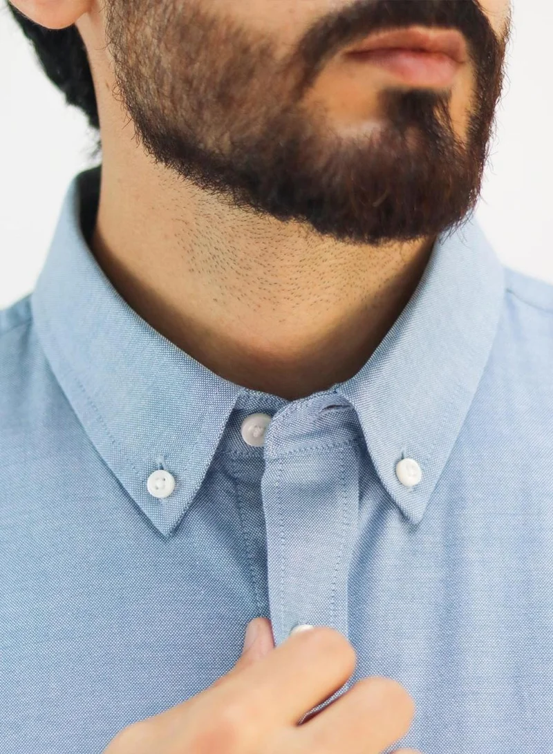 GIORDANO Men's Lion Oxford Shirt - Blue