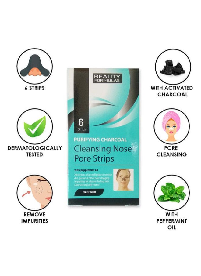 BEAUTY FORMULAS - Purifying Charcoal Cleansing Nose Pore Strips 6'S - Image 1