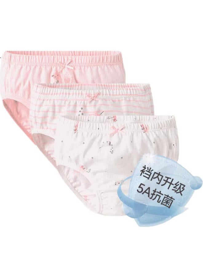 GB Girls Underwear Girls 5A Antibacterial Pure Cotton Triangle Underwear Class A Baby Bottoms 3-Pack - Pink - Image 2