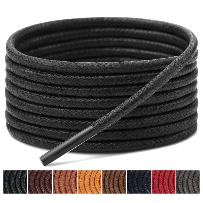 Handshop 3 Pairs Dress Shoe Laces for Men, Replacement Shoelaces for Dress Shoes, Waxed Round Shoe Strings for Womenâ€™s Oxford Shoes and Chukka(Black, 27.4") - Image 1