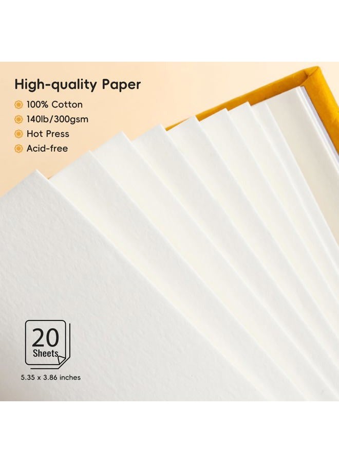 Arrtx Watercolor Sketchbook,100% Cotton Acid-Free 140lb/300gsm Hot Press Hardcover Watercolor Journal Notebook 2 Pack,40 Sheets 5.35 x 3.86 inches - Image 3