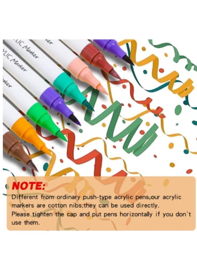 48 Colors Acrylic Paint Marker Set Double Ended Waterproof Art Pens for Canvas Wood Ceramic Rock Painting - Image 2