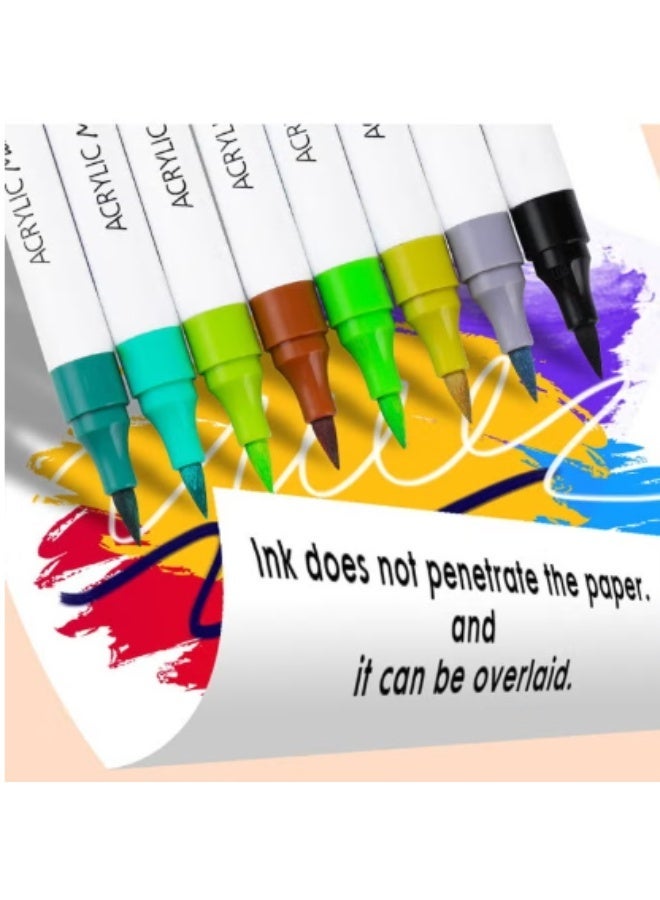 48 Colors Acrylic Paint Marker Set Double Ended Waterproof Art Pens for Canvas Wood Ceramic Rock Painting - Image 3