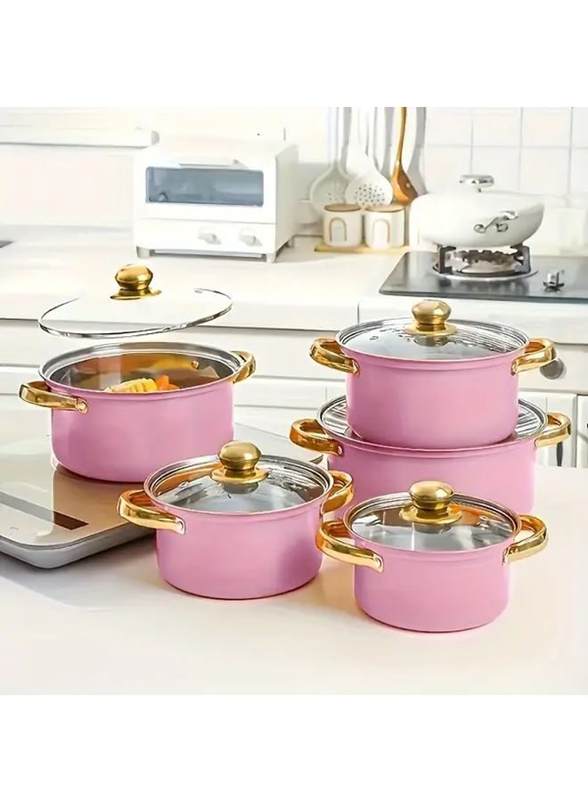 10 Piece Nonstick Stainless Steel Pot Set With Lids For Induction - Image 5