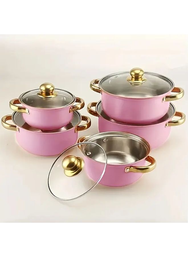 10 Piece Nonstick Stainless Steel Pot Set With Lids For Induction - Image 2