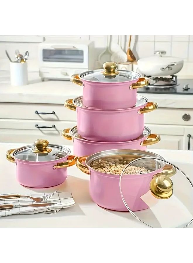 10 Piece Nonstick Stainless Steel Pot Set With Lids For Induction - Image 4