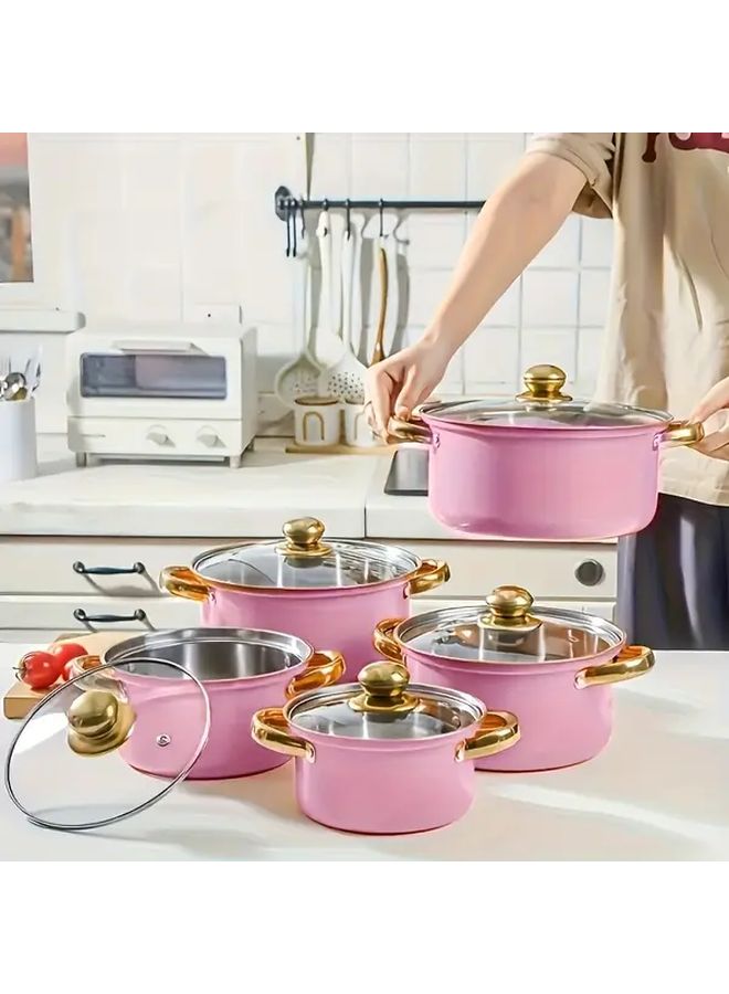 10 Piece Nonstick Stainless Steel Pot Set With Lids For Induction - Image 3