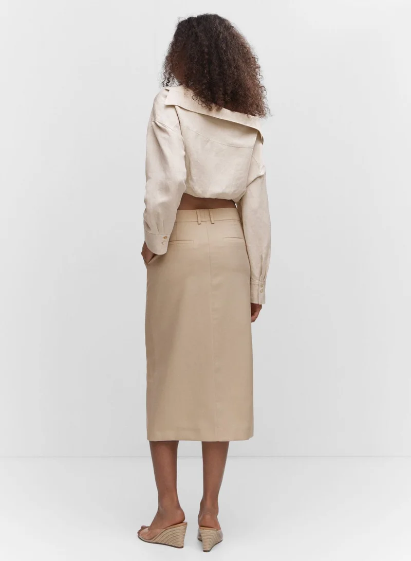 MANGO Front Slit Pocket Detail Skirt