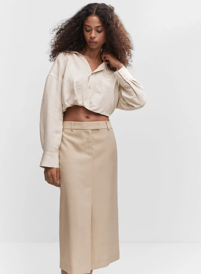MANGO Front Slit Pocket Detail Skirt
