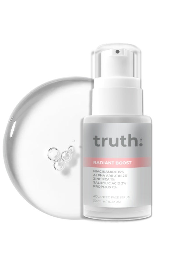 truth 진실 Radiant Boost Advanced Face Serum 30ml NIACINAMIDE 15% + ALPHA ARBUTIN 2% + SALICYLIC ACID 2% + ZINC PCA 1% + PROPOLIS 2% Advanced Korean Skin Care - Image 1