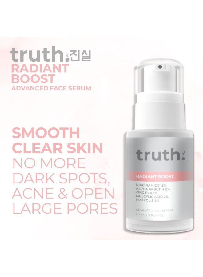 truth 진실 Radiant Boost Advanced Face Serum 30ml NIACINAMIDE 15% + ALPHA ARBUTIN 2% + SALICYLIC ACID 2% + ZINC PCA 1% + PROPOLIS 2% Advanced Korean Skin Care - Image 2