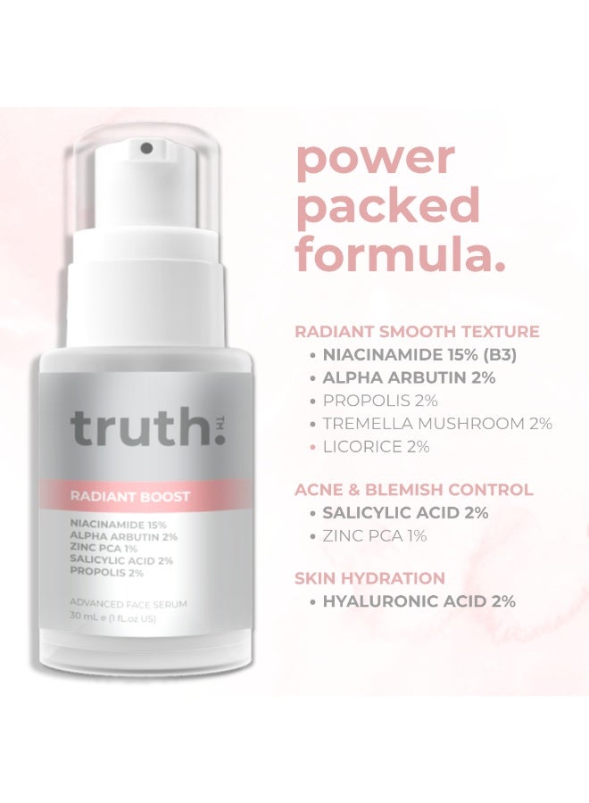 truth 진실 Radiant Boost Advanced Face Serum 30ml NIACINAMIDE 15% + ALPHA ARBUTIN 2% + SALICYLIC ACID 2% + ZINC PCA 1% + PROPOLIS 2% Advanced Korean Skin Care - Image 5