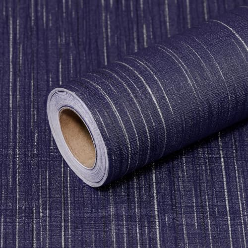 Qianglive Navy Blue Grasscloth Peel and Stick Wallpaper - 15.7"x120" Vintage Wallpaper Removable Waterproof for Room Walls, Cabinets, Furniture, Drawers, Desk - Image 1