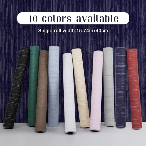 Qianglive Navy Blue Grasscloth Peel and Stick Wallpaper - 15.7"x120" Vintage Wallpaper Removable Waterproof for Room Walls, Cabinets, Furniture, Drawers, Desk - Image 2