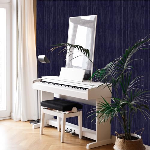 Qianglive Navy Blue Grasscloth Peel and Stick Wallpaper - 15.7"x120" Vintage Wallpaper Removable Waterproof for Room Walls, Cabinets, Furniture, Drawers, Desk - Image 4