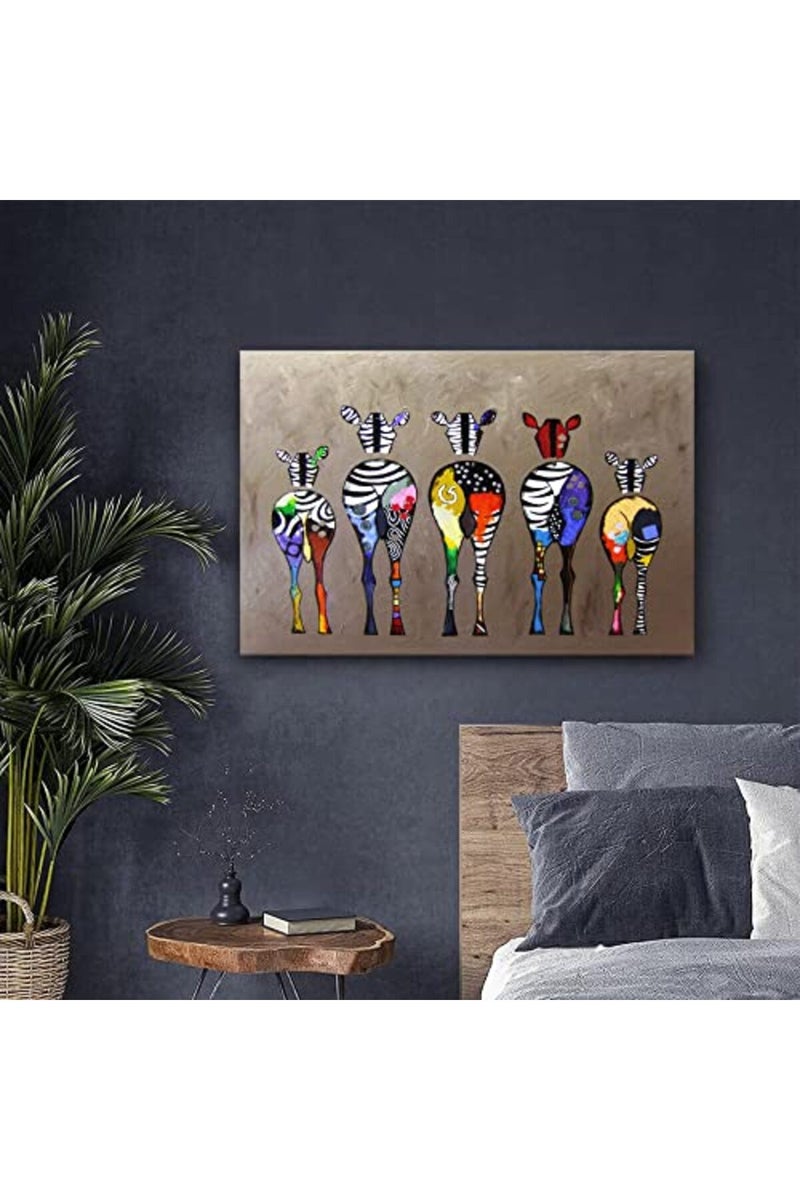 AKOTAC Funny Zebra Butt Bathroom Wall Art Colorful Cute Animals Bedroom Posters Canvas Painting Wall Decor Picture Prints Artwork for Kids Room Nursery Living Room Home Decoration Framed - Image 3