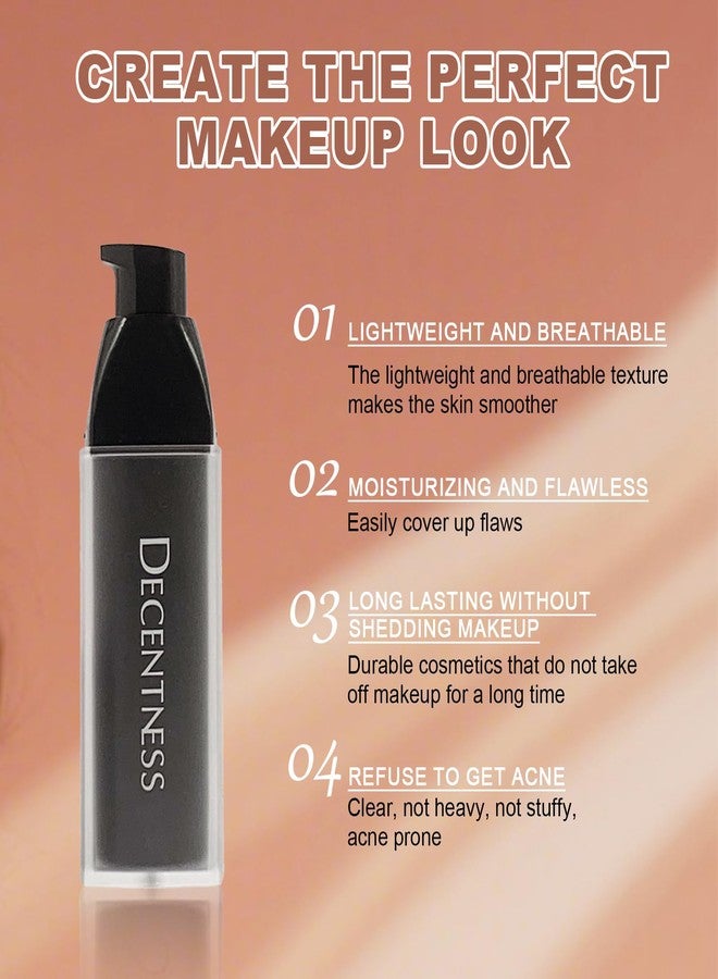 DECENTNESS Full coverage Foundation,Lightweight and Flawless Finish Foundation Makeup Matte Base for All Skin Types,Pale,1.0 fl.oz/30ml - Image 3