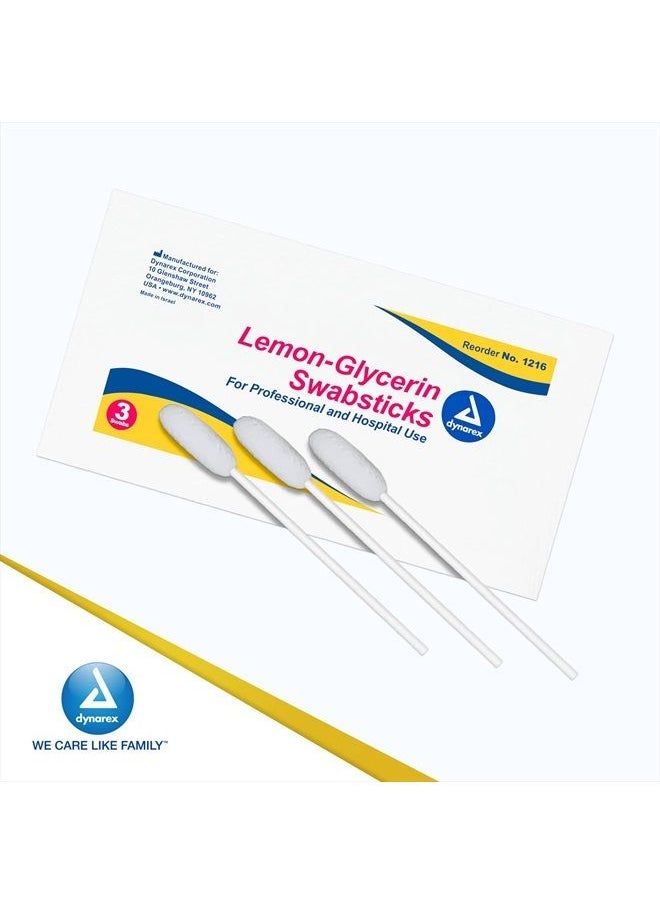 Dynarex - Lemon-Glycerin Swabsticks, Pleasant Tasting Cotton Swabs That Gently Soothes and Refreshes Dry Mouth, 3 Oral Swabsticks per Packet, 1 Box of 75 Lemon-Glycerin Swabsticks - Image 1