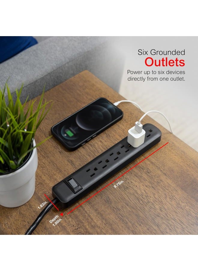 GE 6-Outlet General Purpose Power Strip, 6-Ft Cord, Black, 14088 - Image 3