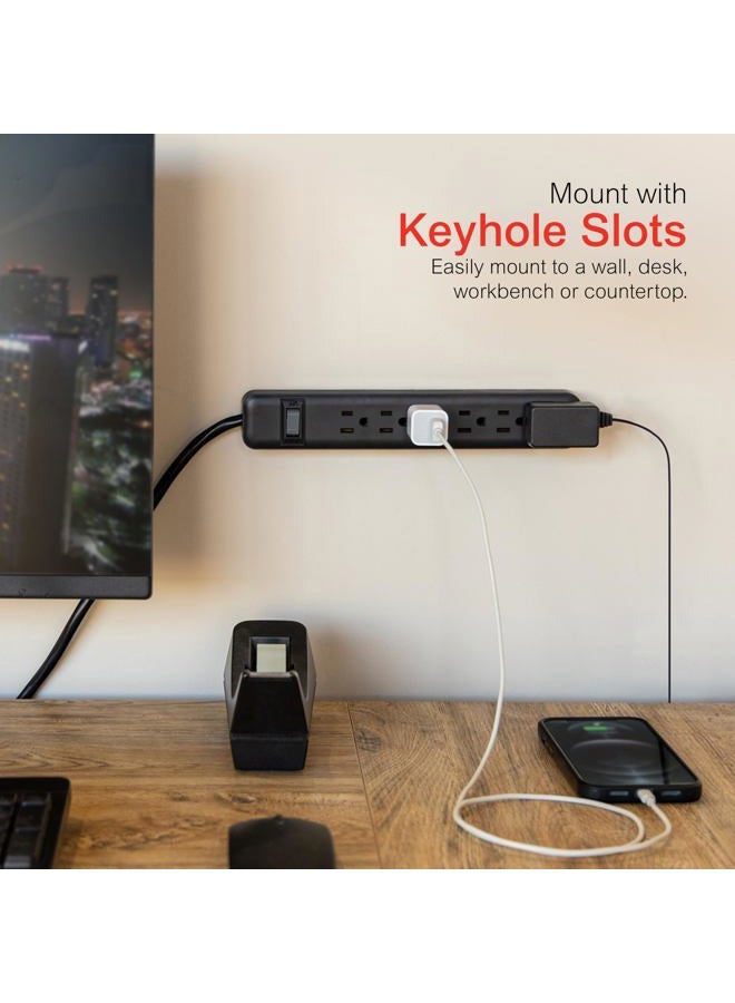 GE 6-Outlet General Purpose Power Strip, 6-Ft Cord, Black, 14088 - Image 4