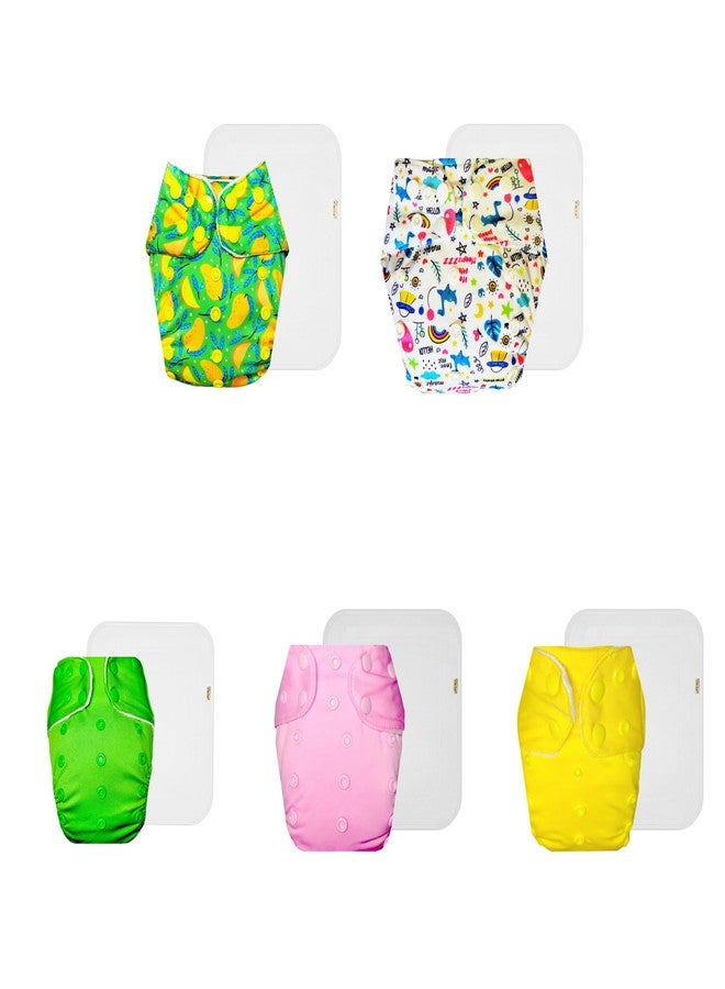 Dumbledo Premium Cloth Diaper with Cotton Insert (Pack of 5) | Hypoallergenic | Reusable & Washable | Easy to Clean | Trusted by Moms | 3 Months - 3 Years | Unisex Baby - Image 1