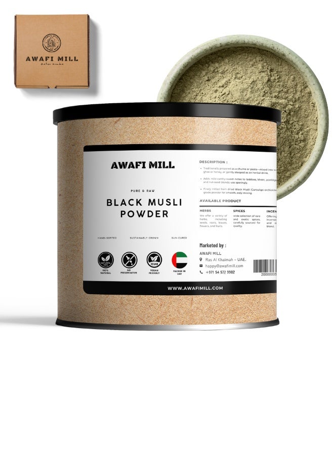 AWAFI MILL Black Musli Powder 100g (3.5 Oz) |(Kali Musli) – Curculigo orchioides | Ground Rhizome for Warm Milk, Herbal Tea & Smoothies | Mild Earthy Aroma - Image 1