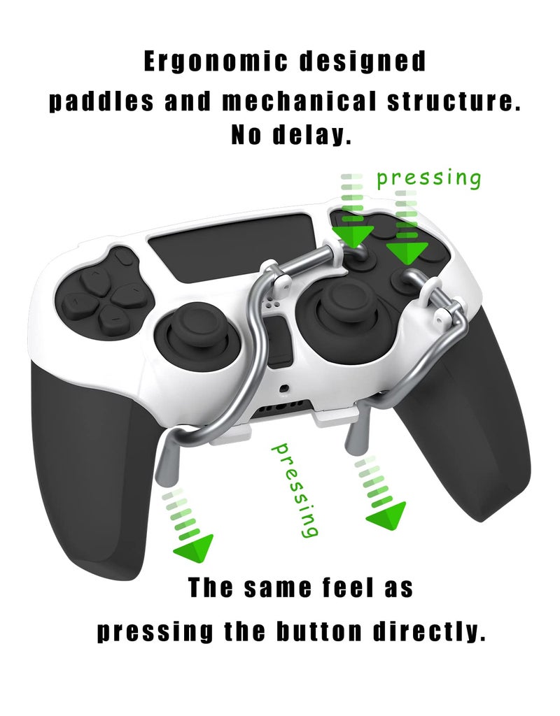 EXknight Leverback FPS Mechanical Paddles Attachment, Back Buttons Gaming Paddles for PS5 Controller (White) - Image 3