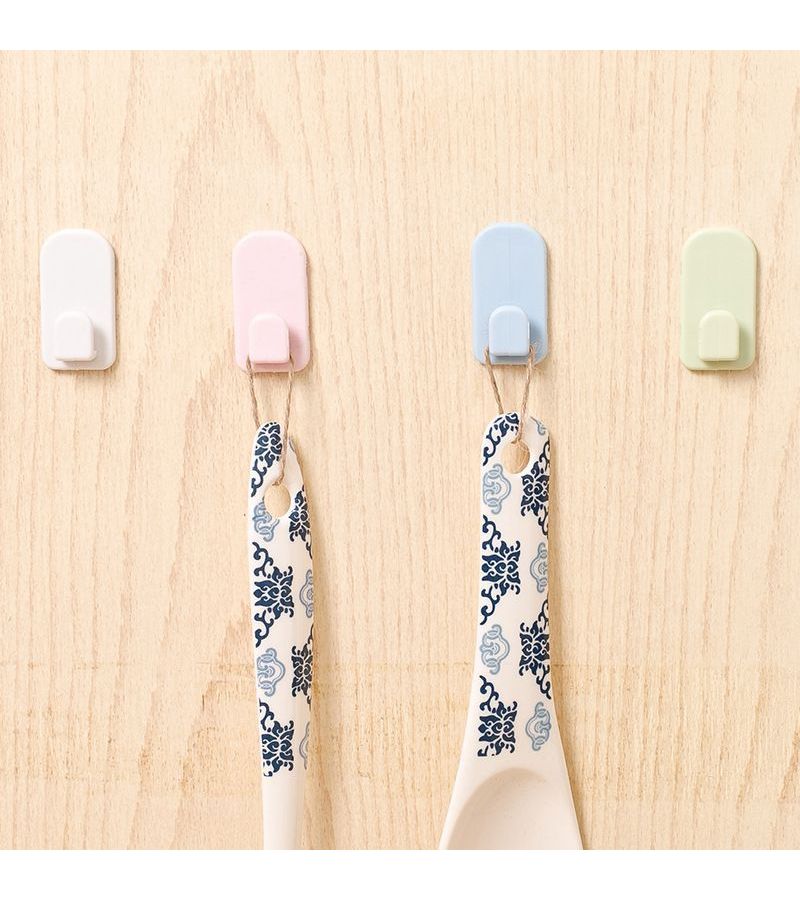 2 Pair Blue Plastic Sticky Hooks Set For Air Conditioner TV Remote Control Key Holder Strong Wall Storage Hanger - Image 5