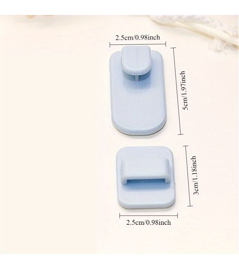 2 Pair Blue Plastic Sticky Hooks Set For Air Conditioner TV Remote Control Key Holder Strong Wall Storage Hanger - Image 4