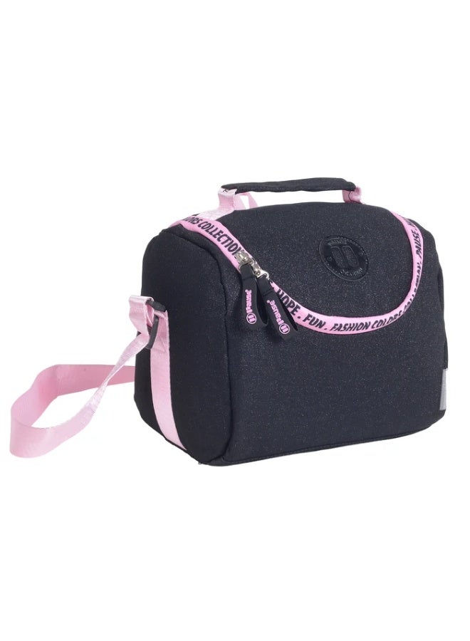 Pause Cosmic Heart Insulated Lunch Bag, Black/Pink