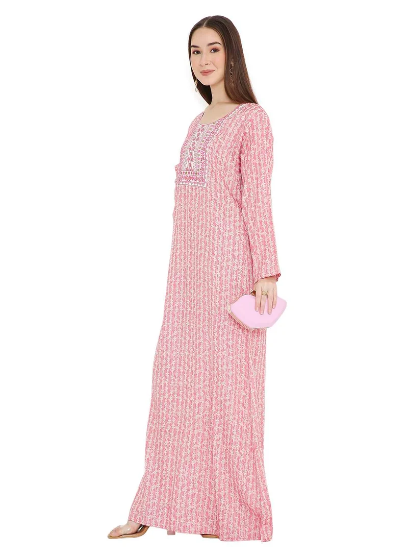 HANA & SARA TINY PRINT FARASHA WITH UNIQUE THREAD EMBROIDERY ARABIC KAFTAN JALABIYA DRESSES