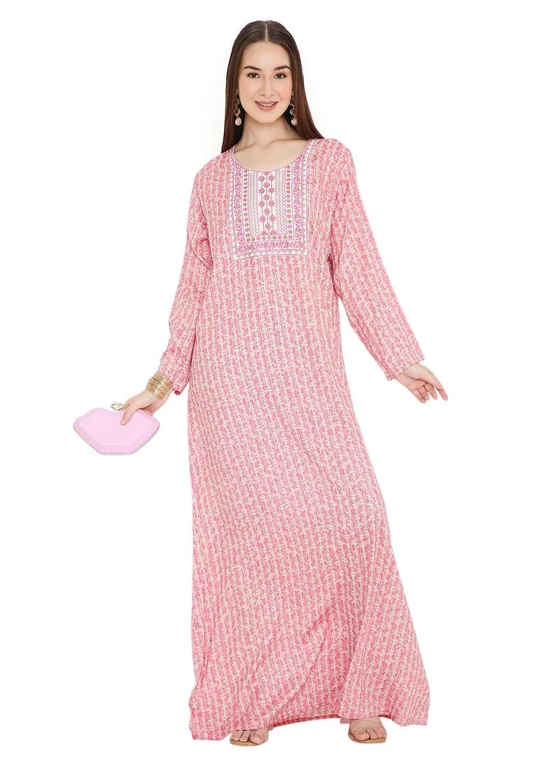 HANA & SARA TINY PRINT FARASHA WITH UNIQUE THREAD EMBROIDERY ARABIC KAFTAN JALABIYA DRESSES