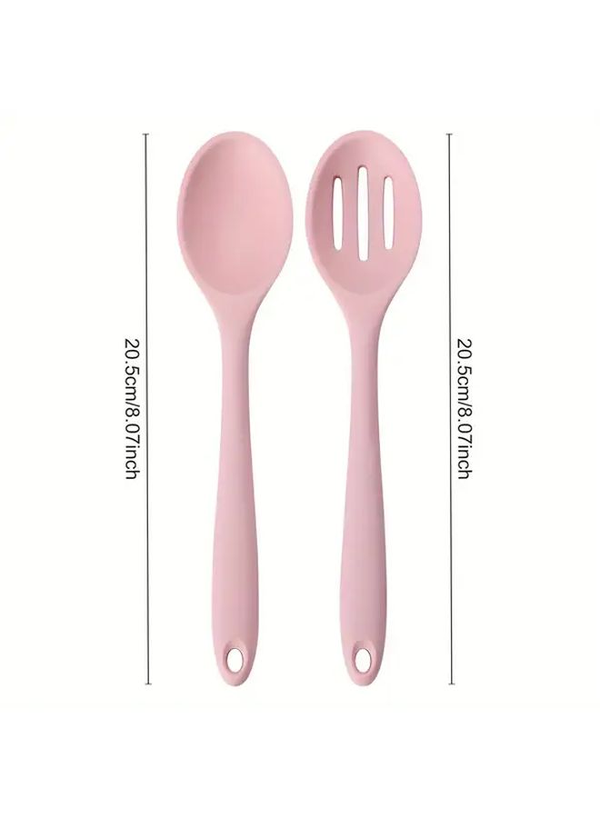2 Pcs Silicone Kitchen Utensils Set Yellow Including Cheese Spoon Slotted Spoon Mixing Salad Spoon Small Spoon Dessert Spoon Soup Spoon Rice Spoon And Table Spoon - Image 4