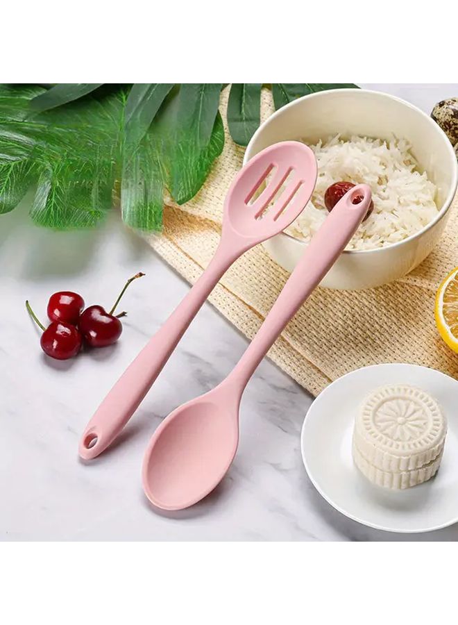 2 Pcs Silicone Kitchen Utensils Set Yellow Including Cheese Spoon Slotted Spoon Mixing Salad Spoon Small Spoon Dessert Spoon Soup Spoon Rice Spoon And Table Spoon - Image 2