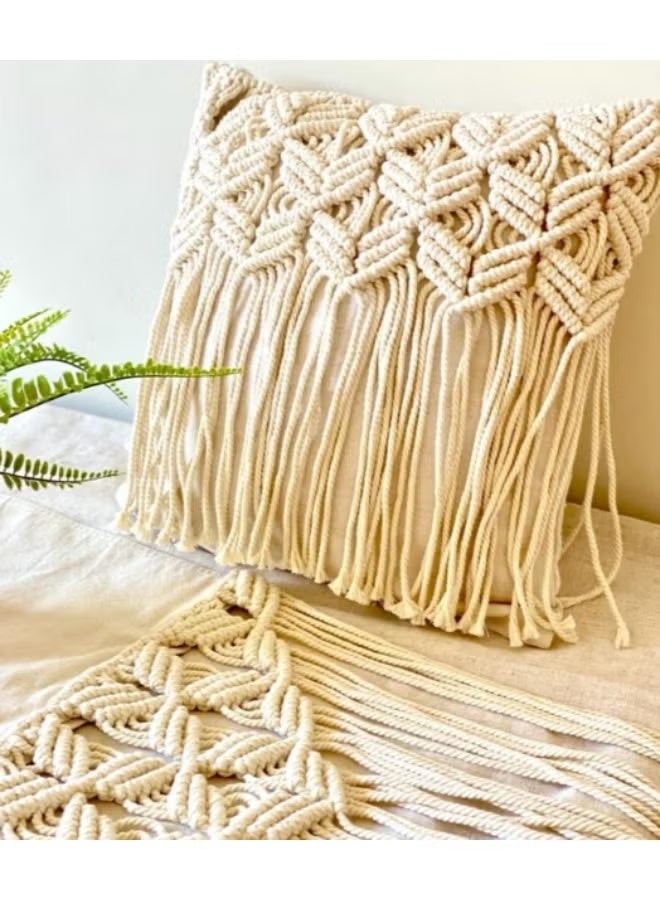 HMK CRAFTS غطاء مخدة بتصميم مكرمية من هوم صن شاين - مجموعة من 2 غطاء - Image 2