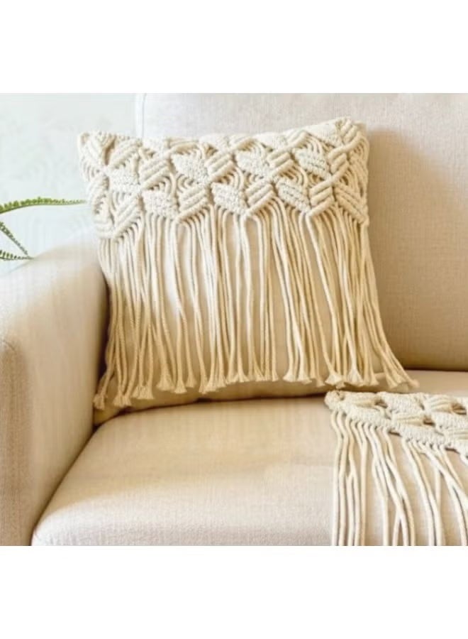 HMK CRAFTS غطاء مخدة بتصميم مكرمية من هوم صن شاين - مجموعة من 2 غطاء - Image 3
