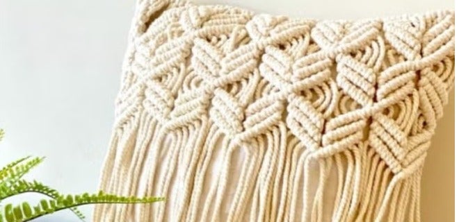 HMK CRAFTS غطاء مخدة بتصميم مكرمية من هوم صن شاين - مجموعة من 2 غطاء - Image 4
