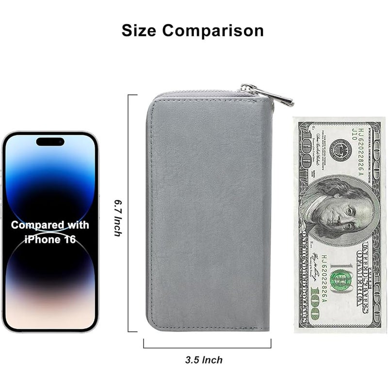 HAWEE Cellphone Wallet for Women Dual Zipper Long Purse with Removable Wristlet - Image 5