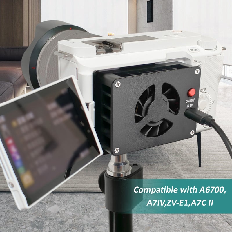 Camera Cooler Smart Radiator Fan for Camera Fast Heat Dissipation Low Noise 2-Level Speed Adjustable with Type-c Port Compatible with A6700/ A7IV/ ZV-E1/ A7C II - Image 2