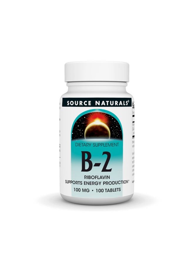 Source Naturals Vitamin B-2 Riboflavin 100 mg Supports Energy Production - 100 Tablets - Image 1