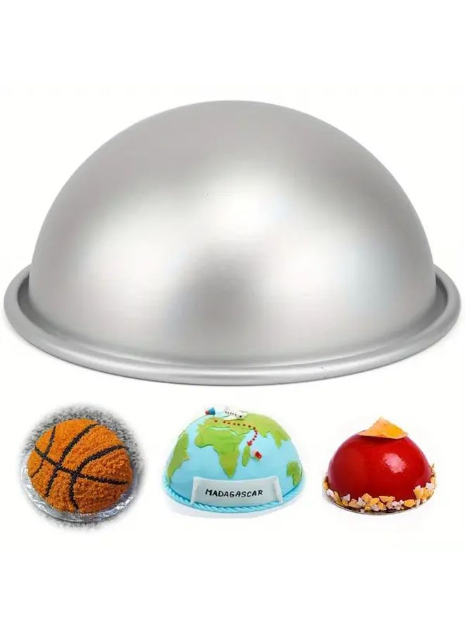 1pc 6 Inch Hemispherical Aluminum Domed Cake Pan Soccer Ball Design Non Stick 3D Football Baking Mold Oven Safe Bakeware Birthday Party Sports Themed Decor - Image 1