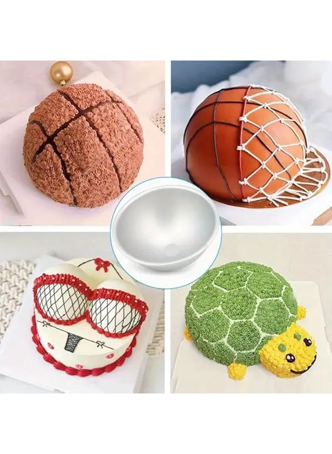 1pc 6 Inch Hemispherical Aluminum Domed Cake Pan Soccer Ball Design Non Stick 3D Football Baking Mold Oven Safe Bakeware Birthday Party Sports Themed Decor - Image 2