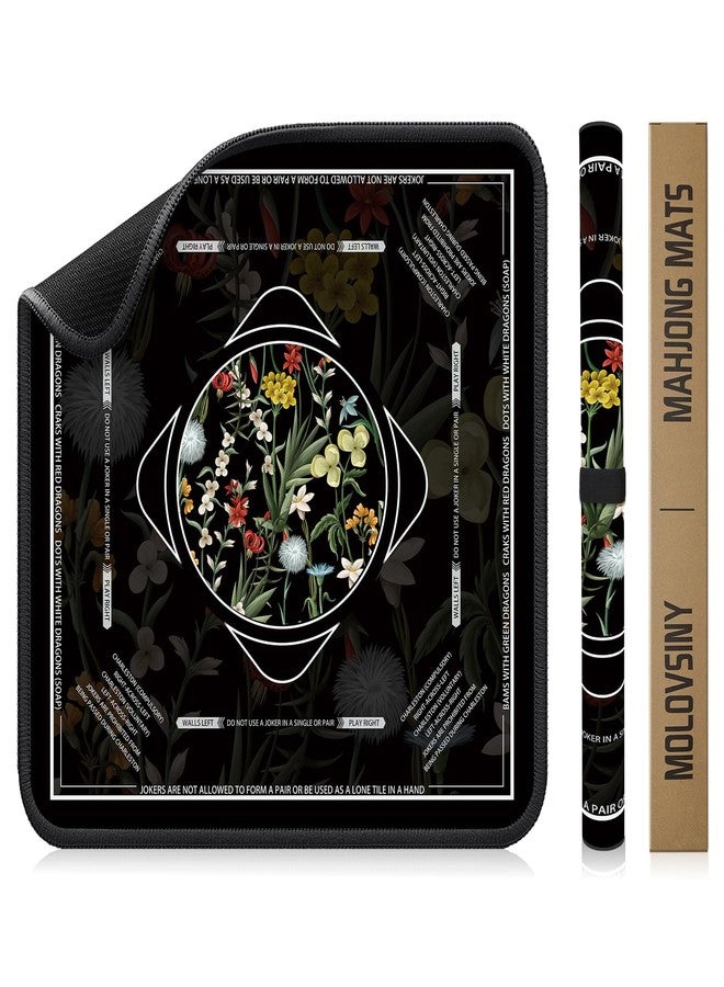 molovsiny Mahjong Mat for Table Durable Mahjong Table Cover with Unique Design, Premium Mahjong Accessories, Perfect Mahjong Gifts for Women, Game Mat for Mahjong and Board Game Enthusiasts (Nocturne Blossom) - Image 1