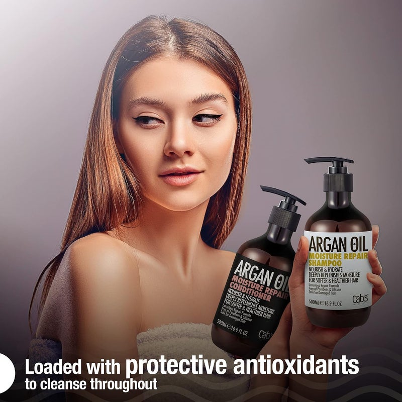 Cab's Argan Oil Moisturizing Conditioner (500ml/169 Fl Oz) Hydrating Color Protection Dry Damage Curly Frizzy Thinning Color Treated Hair Repair Organic Paraben Sulfate Free All Hair Types - Image 2