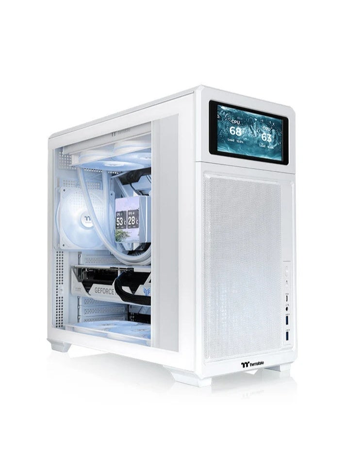 Thermaltake TR300 TG Mid Tower PC Case, ATX/Micro-ATX/Mini-ITX, 3mm Tempered Glass Side Panel, Up to 8x 120mm Fans, 360mm AIO Radiator Support, 410mm GPU Clearance, USB Type-C, Snow White | CA-11M-00M6WN-00 White - Image 1