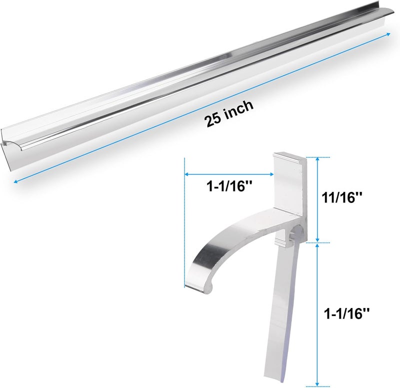 AQDD 25" Shower Door Bottom Deflector for Chrome Framed Shower Door Drip Rail Replacement with Vinyl Sweep - Image 3