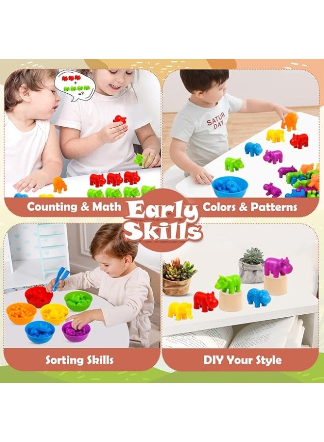Counting Matching Game, Sorting Toys with Sorting Cups, Color Classification and Sensory Training Preschool Educational Learning Toys Set Gift for Toddler Montessori Toys for 3 4 5 Years Old-Animals  - Image 5